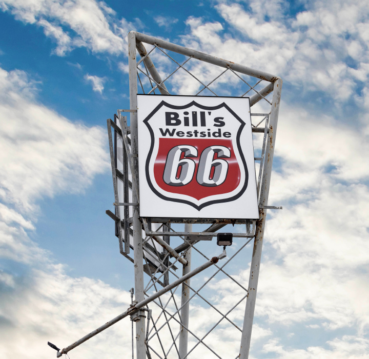 bill's westside 66 tire shop sign